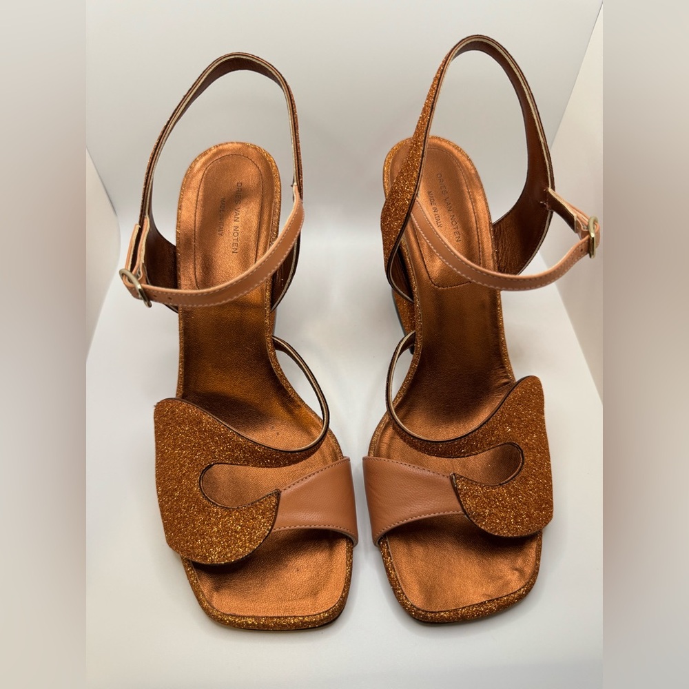 Dries Van Noten Orange Glitter Sandals – Size 39